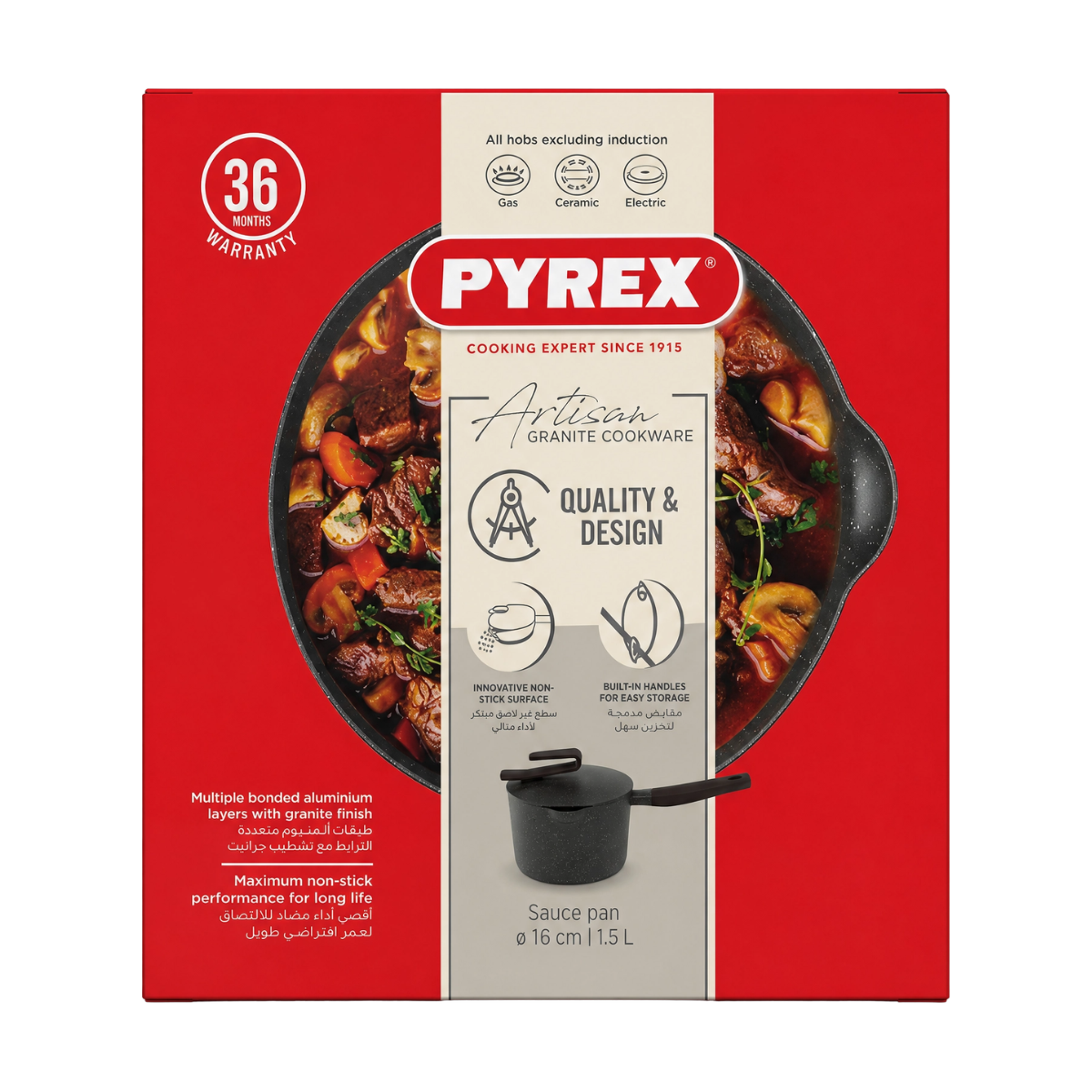 Pyrex Artisan Saucepan - Granite Black